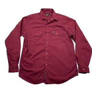 Pepe Jeans London Mens Burgundy Long Sleeve Button Up Classic Fit Shirt Size L